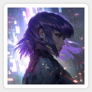 Cybernetic Journeys: Ghost in the Shell Aesthetics, Techno-Thriller Manga, and Mind-Bending Cyber Warfare Art Sticker
